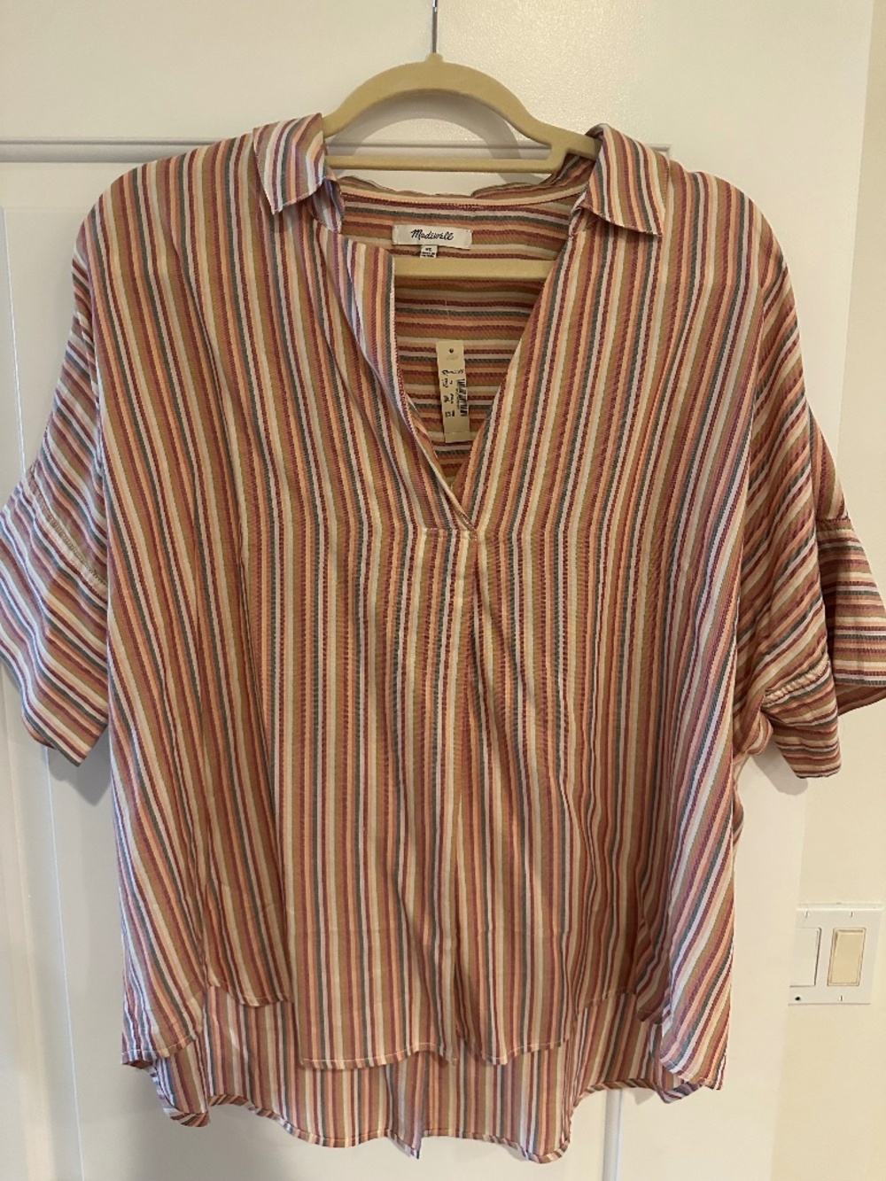 Madewell multi color striped short sleeve shirt
